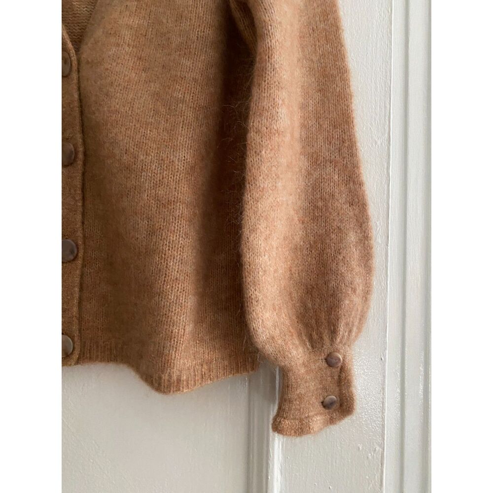Sézane Mia Mohair La Maille Camel Brown Knit Cardigan XS Frill Ruffle Cuff - Picture 6 of 14